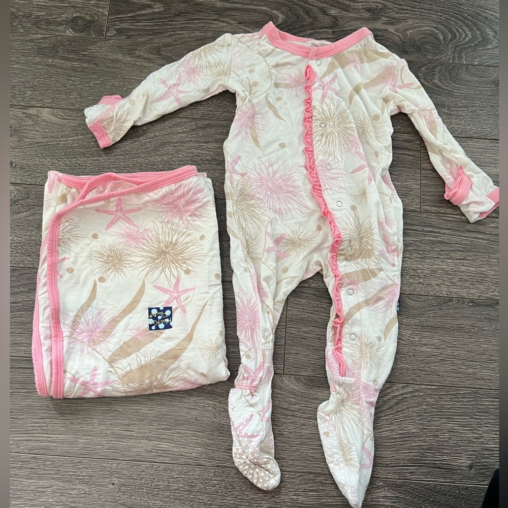 Kickee Pants Sleeper with matching swaddle